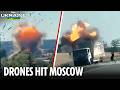 Ukrainian drones hit Moscow as explosions ring out.360p