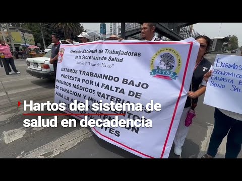 Trabajadores del sector salud del Estado de México protestan por carencias y basificación laboral