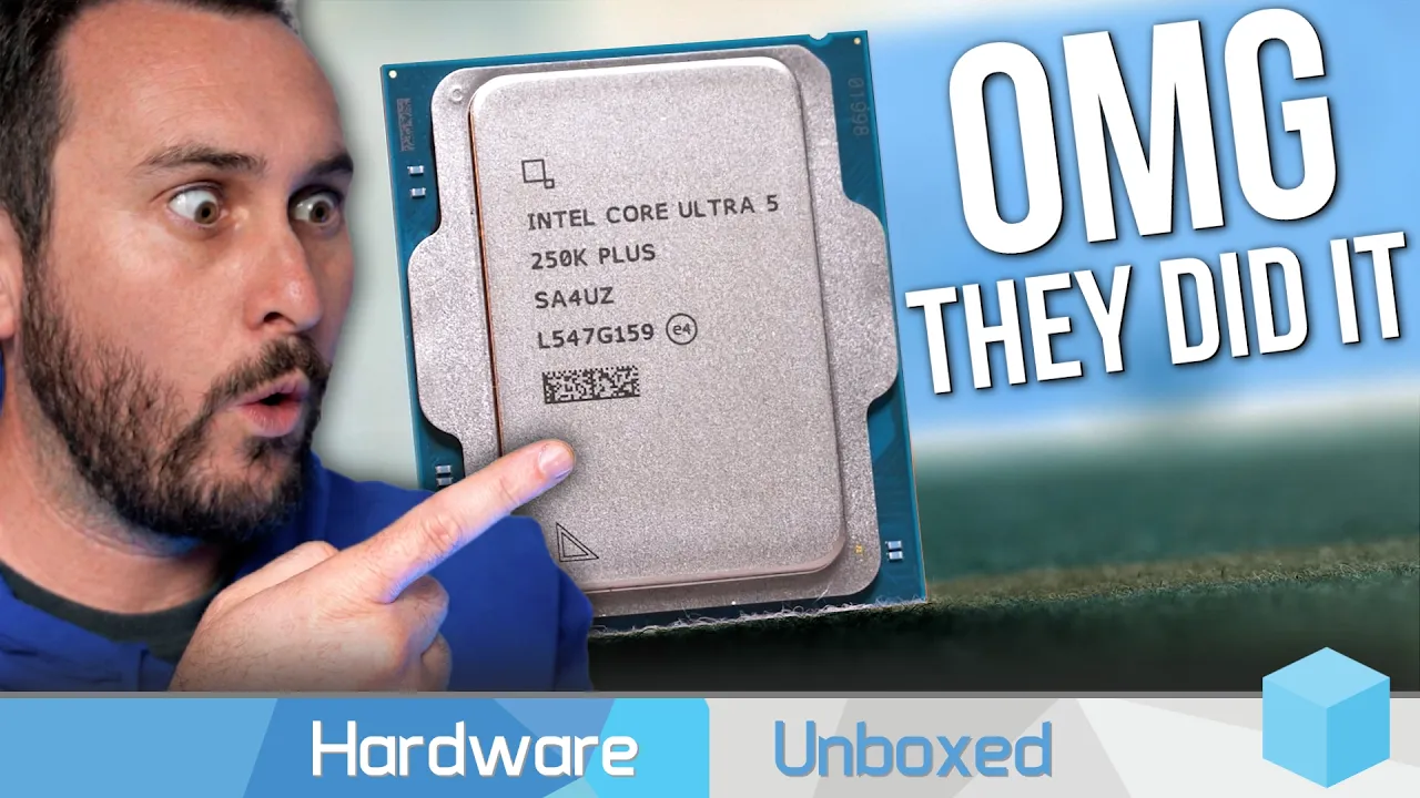 Vid�o-Test de Intel Core Ultra 5 250K Plus par Hardware Unboxed